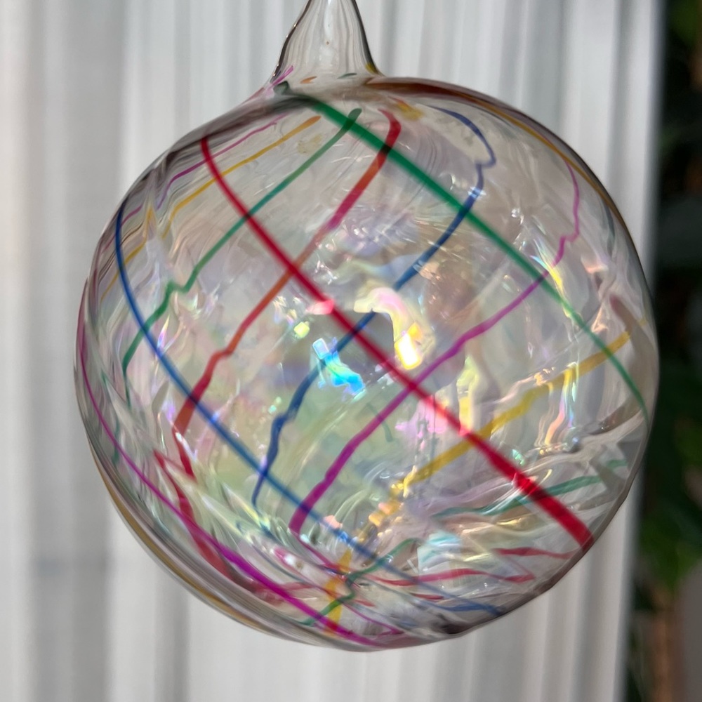 Hand blown SET of 2 Glass Ornaments Christmas or As decor .. GORGEOUS